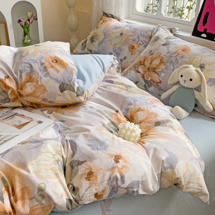 91家纺网 家纺一手货源 找家纺 依庭 2025新款全棉印花花卉款四件套单品系列-四件套 湘梦