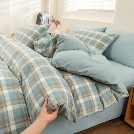 91家纺网 家纺一手货源 找家纺 （总）居美良品 2025新款100%全棉色织水洗棉四件套细纱老粗布四件套