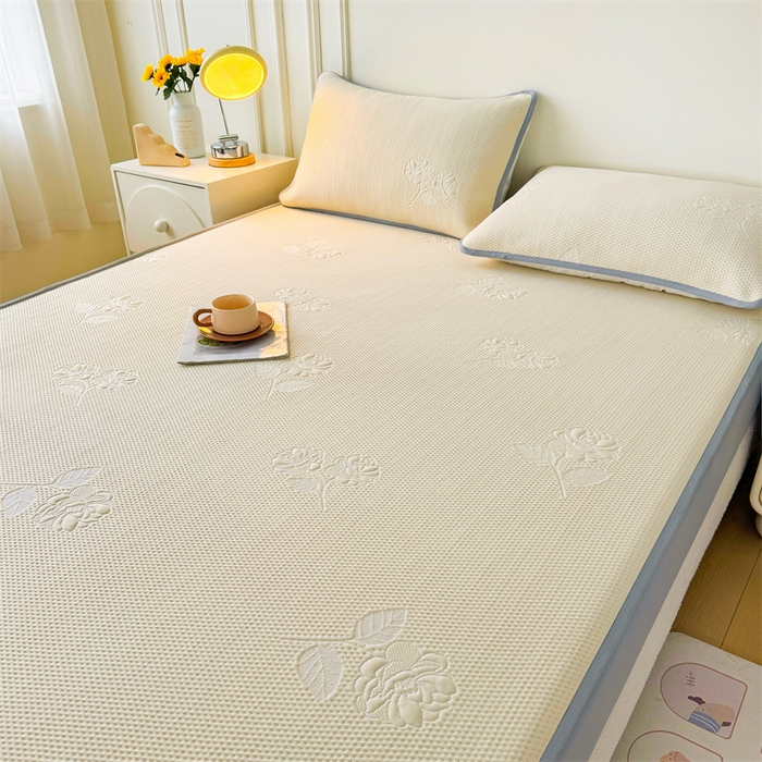 91家纺网 家纺一手货源 找家纺 恒爱   2025新款冰丝牡丹花床笠 象牙白