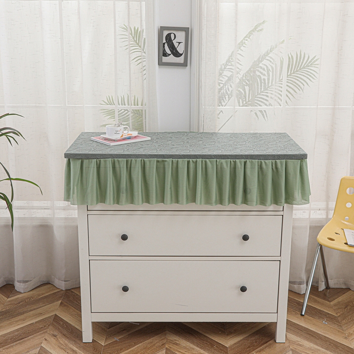 91家纺网 家纺一手货源 找家纺 （总）2025新款防尘防滑斗柜套裙边-小树叶系列