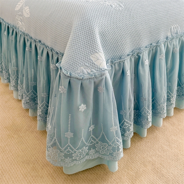 91家纺网 家纺一手货源 找家纺 恒爱   2025新款冰丝牡丹花床盖 蓝灰