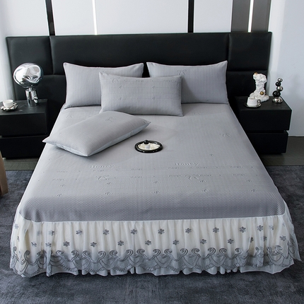 2025新款A类凉感豆豆凉席系列床裙款 小蝴蝶-灰