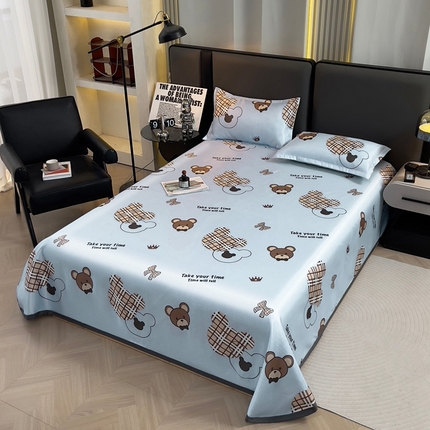 91家纺网 家纺一手货源 找家纺 悦织湾家纺2025新款斜纹提花冰丝席三件套夏季凉感冰丝席子枕套1对夏凉席床单 酷宝