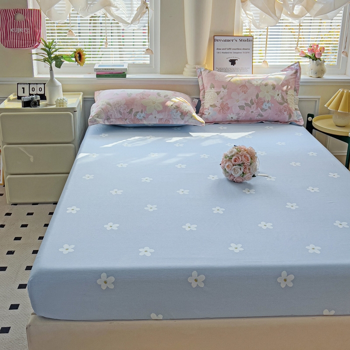 91家纺网 家纺一手货源 找家纺 依庭 2025新款全棉印花花卉款四件套单品系列-单床笠 晚色芳莲