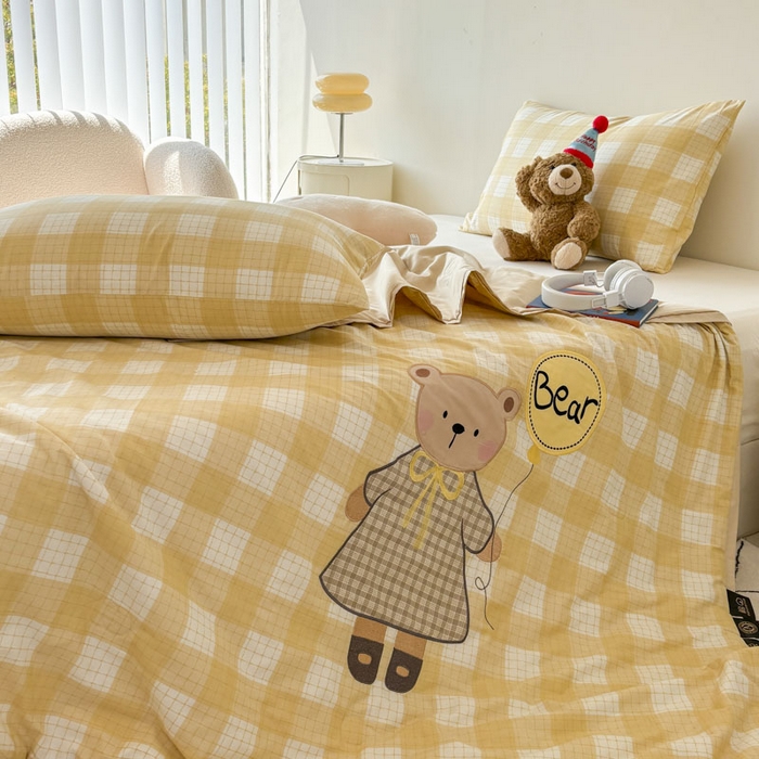 91家纺网 家纺一手货源 找家纺 鸣升家纺  2025新款精梳全棉纯棉绣花夏被夏凉被空调被 呆萌熊宝