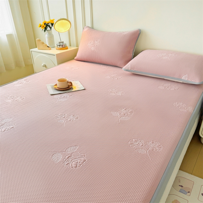 91家纺网 家纺一手货源 找家纺 恒爱   2025新款冰丝牡丹花床笠 豆沙