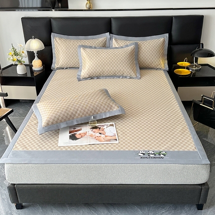 席皇后  2025新款亲肤舒适A类提花冰丝凉席 凉席款 快乐熊猫-卡其