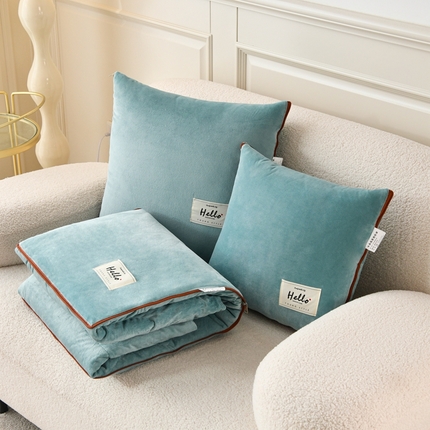 悦织湾家纺 2025新款宝宝牛奶绒贴布绣多功能抱枕被 贴布绣-果绿