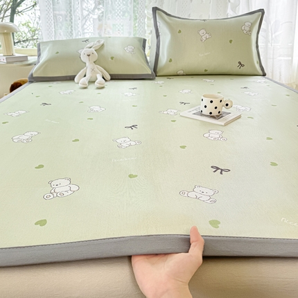 宅部落 2025新款数码印花冰藤凉席 清凉奶熊