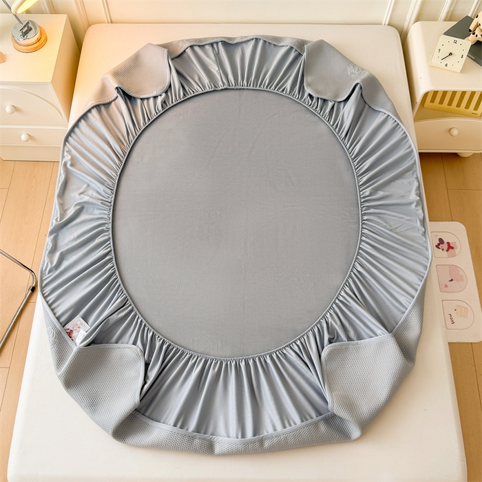 91家纺网 家纺一手货源 找家纺 恒爱   2025新款冰丝牡丹花床笠 浅灰