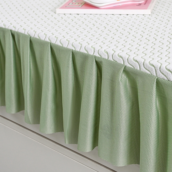 91家纺网 家纺一手货源 找家纺 2025新款防滑防尘斗柜套裙边-水波纹系列 浅绿
