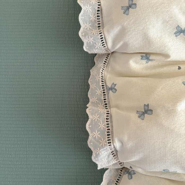 91家纺网 家纺一手货源 找家纺 一霖家纺 2025新款云感双层纱花边款四件套 蝴蝶结