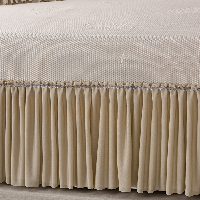 91家纺网 家纺一手货源 找家纺 畅畅家纺 2025新款立体提花凉豆豆席床裙款凉席 爱之恋-咖