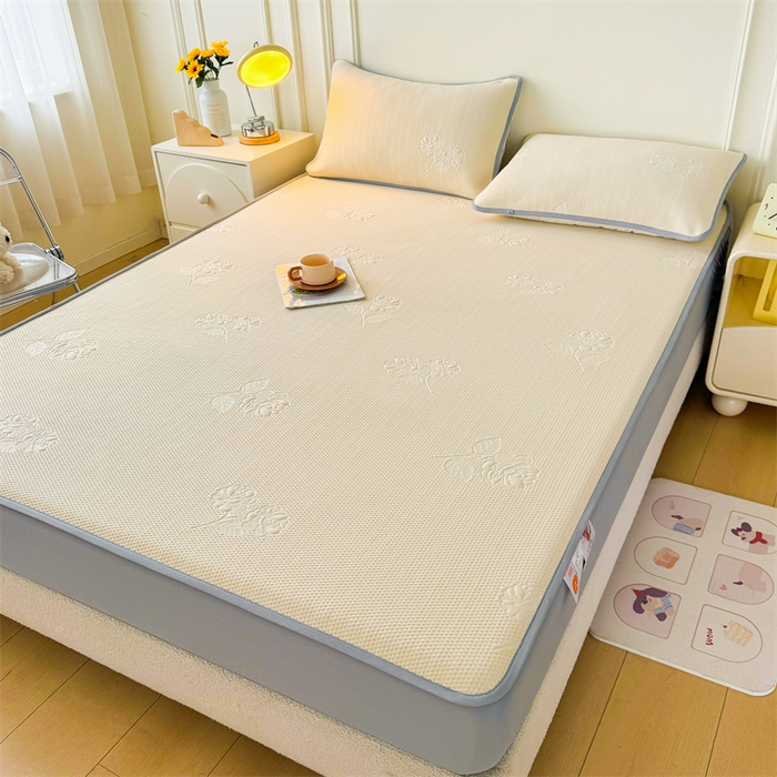 91家纺网 家纺一手货源 找家纺 恒爱   2025新款冰丝牡丹花床笠 象牙白