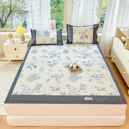 2025新款A类抗菌数码印花冰藤席 青花郁