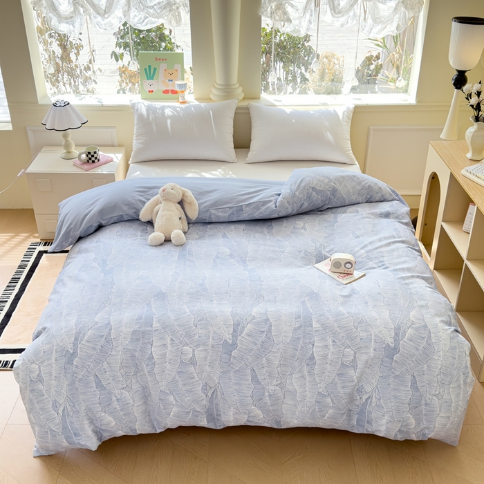 91家纺网 家纺一手货源 找家纺 大吉 2025新款全棉单被套 雨落芭蕉