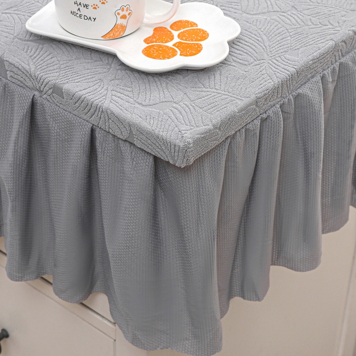 91家纺网 家纺一手货源 找家纺 2025新款防尘防滑斗柜套裙边-小树叶系列 银灰