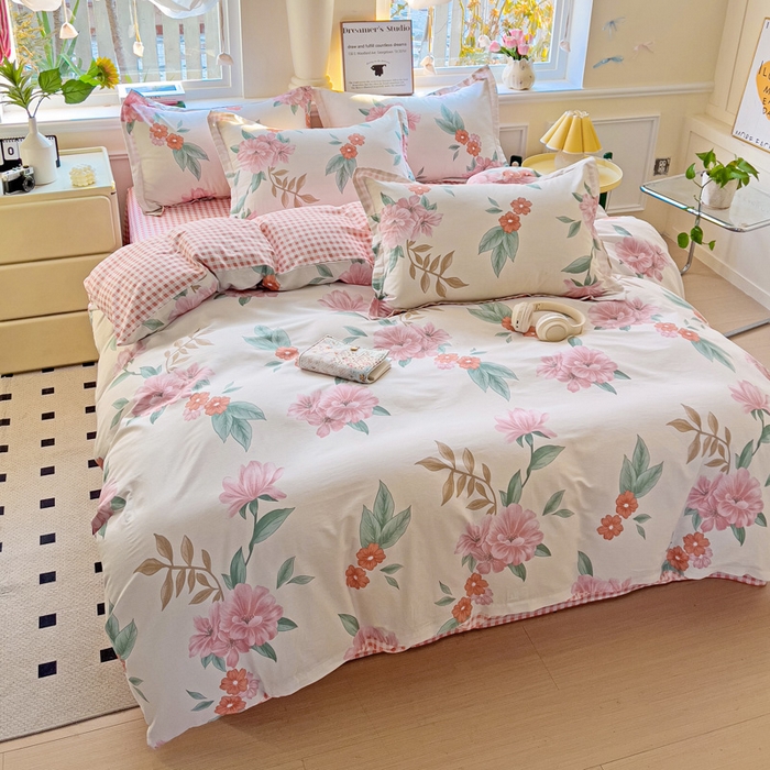 91家纺网 家纺一手货源 找家纺 依庭 2025新款全棉印花花卉款四件套单品系列-四件套 抒情花季