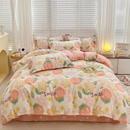 91家纺网 家纺一手货源 找家纺 （总）依庭 2025新款全棉印花花卉款四件套单品系列-四件套