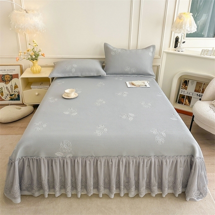 恒爱   2025新款冰丝牡丹花床盖 浅灰