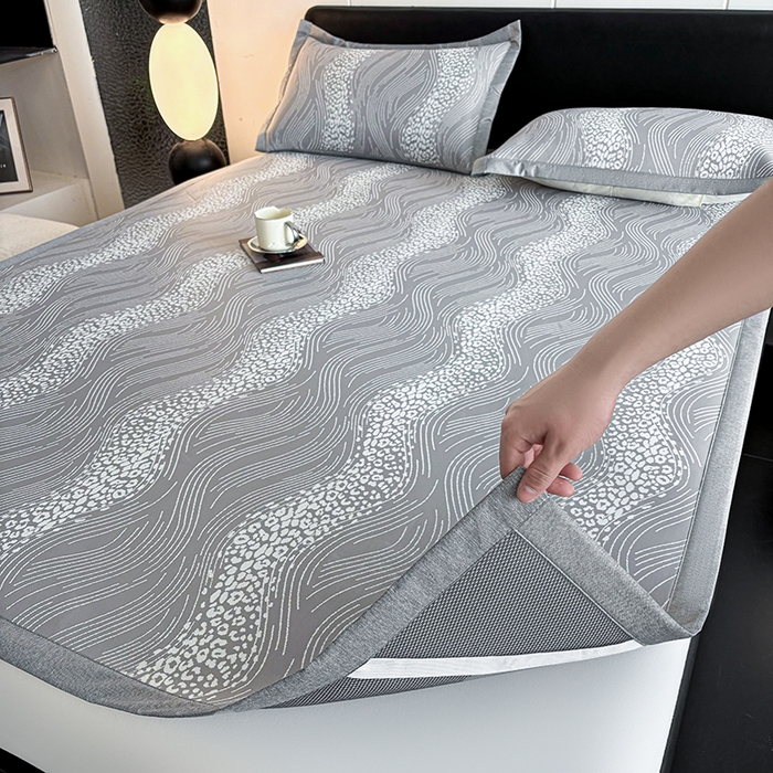 91家纺网 家纺一手货源 找家纺 2025新款A类PE提花凉席-波光粼粼 波光粼粼-爵士灰