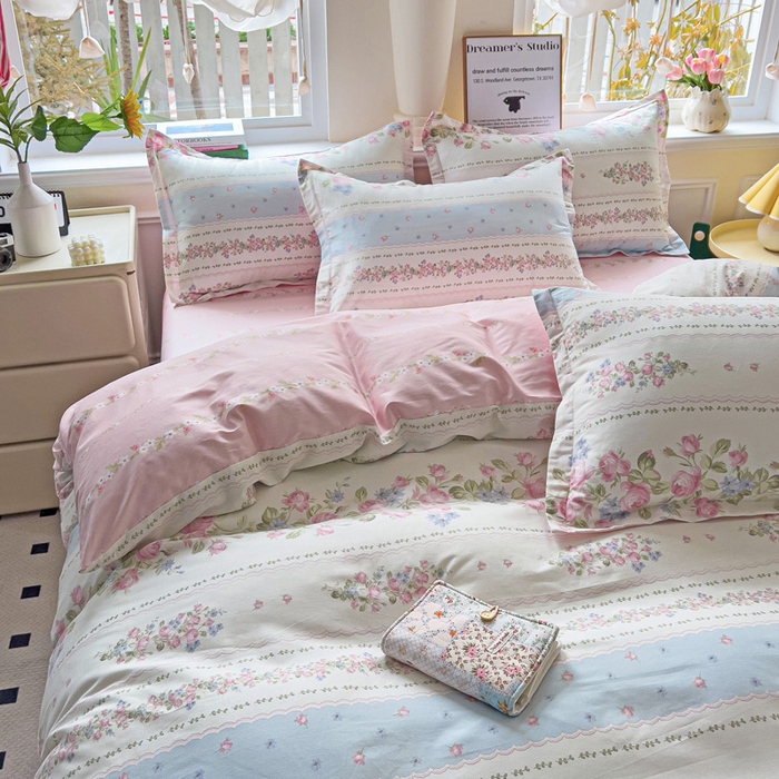 91家纺网 家纺一手货源 找家纺 依庭 2025新款全棉印花花卉款四件套单品系列-四件套 云听若舞