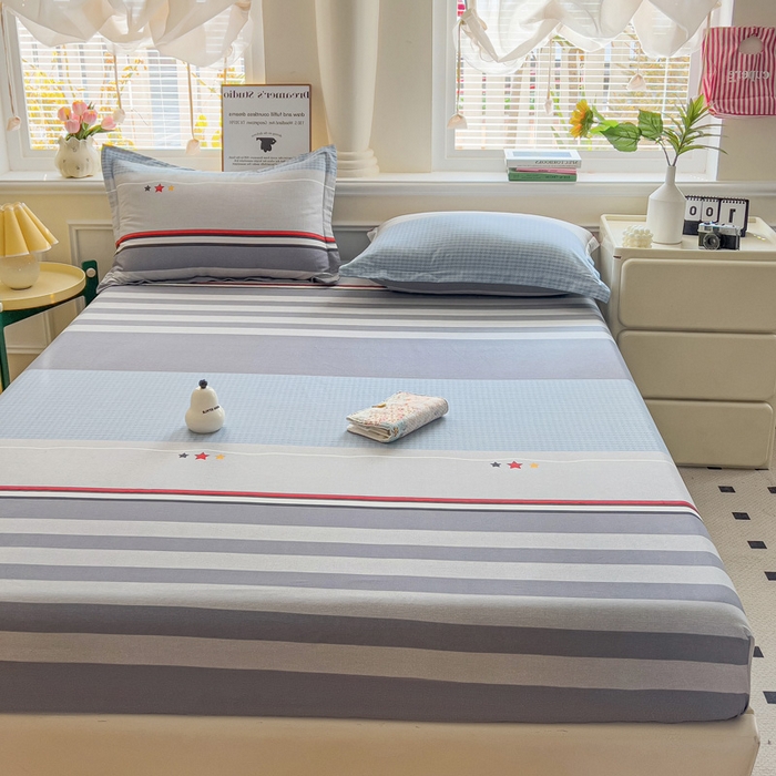 91家纺网 家纺一手货源 找家纺 依庭 2025新款全棉印花花卉款四件套单品系列-单床笠 沐光