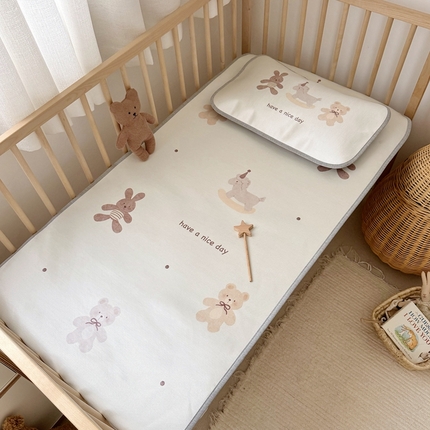 91家纺网 家纺一手货源 找家纺 （总）橘滋  2025夏日高端A类北欧原创卡通可爱数码印花婴儿席幼儿园冰丝席凉席童席