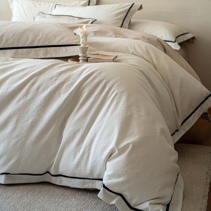 91家纺网 家纺一手货源 找家纺 （总）2025新款云感超柔60支厚织提花浮雕四件套-棉屿时光