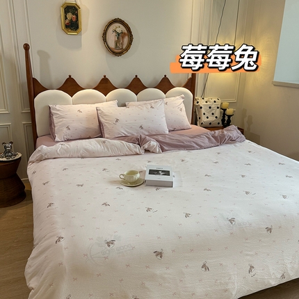 91家纺网 家纺一手货源 找家纺 （总）美丽坊 2025新款双层纱A类提花沐纱棉木棉四件套