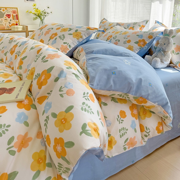 91家纺网 家纺一手货源 找家纺 依庭 2025新款全棉印花花卉款四件套单品系列-四件套 迎曼