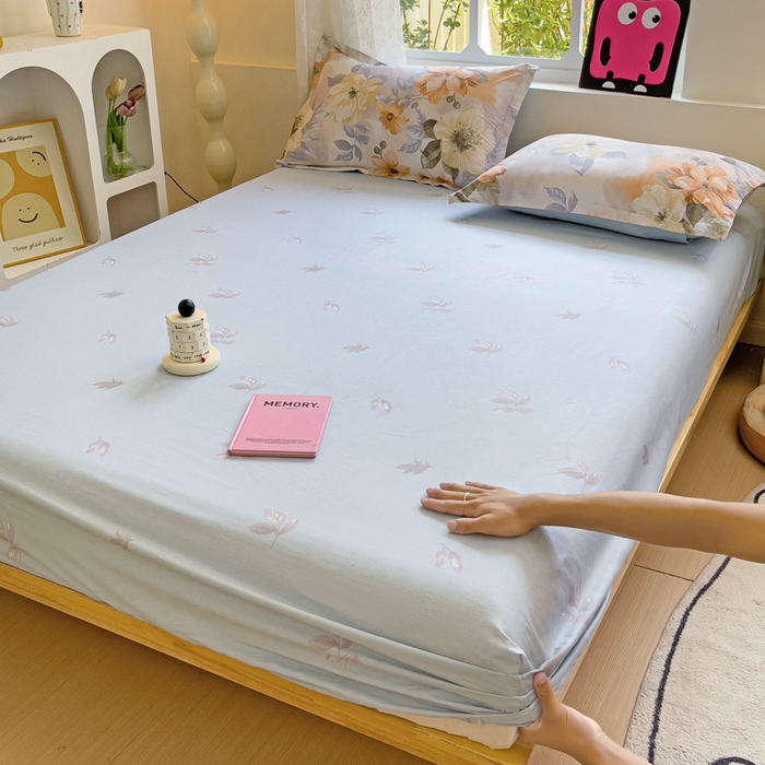 91家纺网 家纺一手货源 找家纺 依庭 2025新款全棉印花花卉款四件套单品系列-单床笠 湘梦