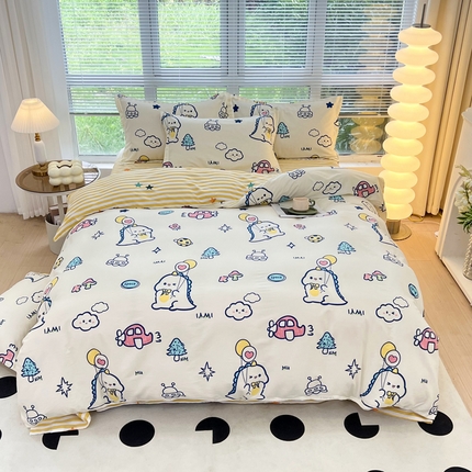 91家纺网 家纺一手货源 找家纺 （总）依庭 2025新款全棉印花花卉款四件套单品系列-四件套