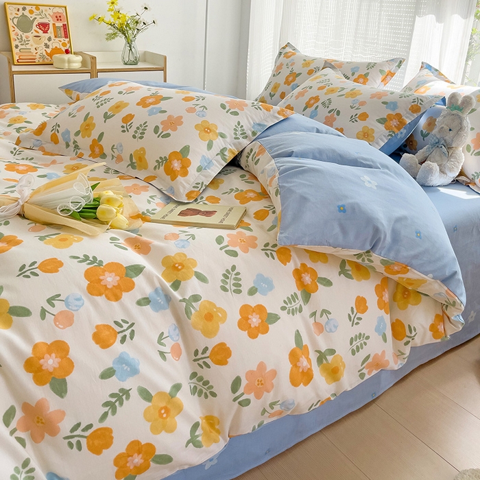 91家纺网 家纺一手货源 找家纺 依庭 2025新款全棉印花花卉款四件套单品系列-四件套 迎曼