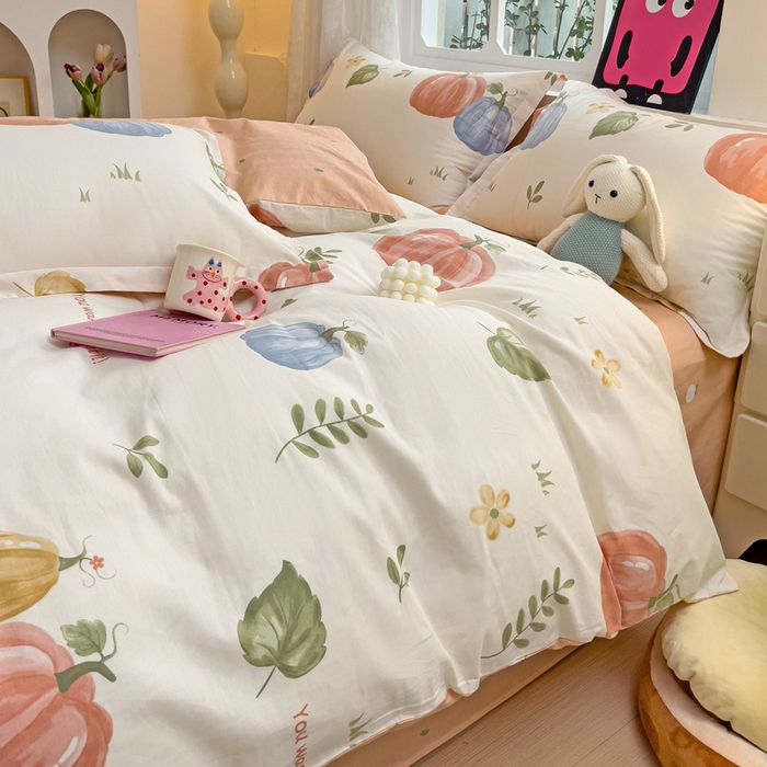 91家纺网 家纺一手货源 找家纺 依庭 2025新款全棉印花花卉款四件套单品系列-四件套 楠得遇见