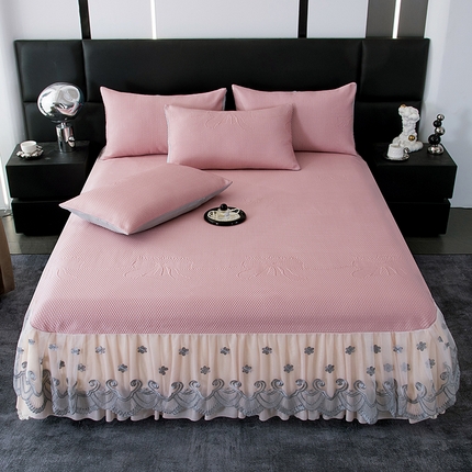 2025新款A类凉感豆豆凉席系列床裙款 蝴蝶结-粉