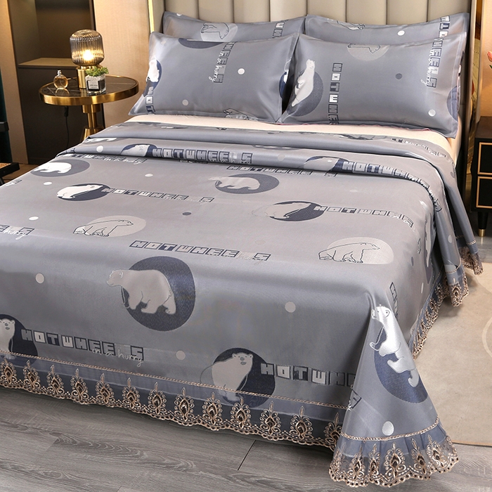 91家纺网 家纺一手货源 找家纺 席皇后  2025新款可机洗抗菌提花冰丝席 富贵熊