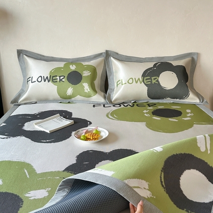 橘滋  2025新款高端轻奢简约数码印花冰丝席-床席 黑茶