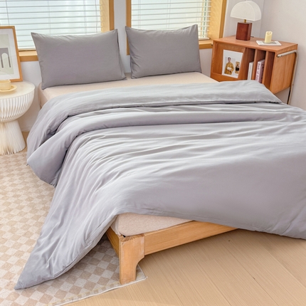 莎臣豹 2025新款纯色水洗棉磨毛原棉单被套 绅士灰