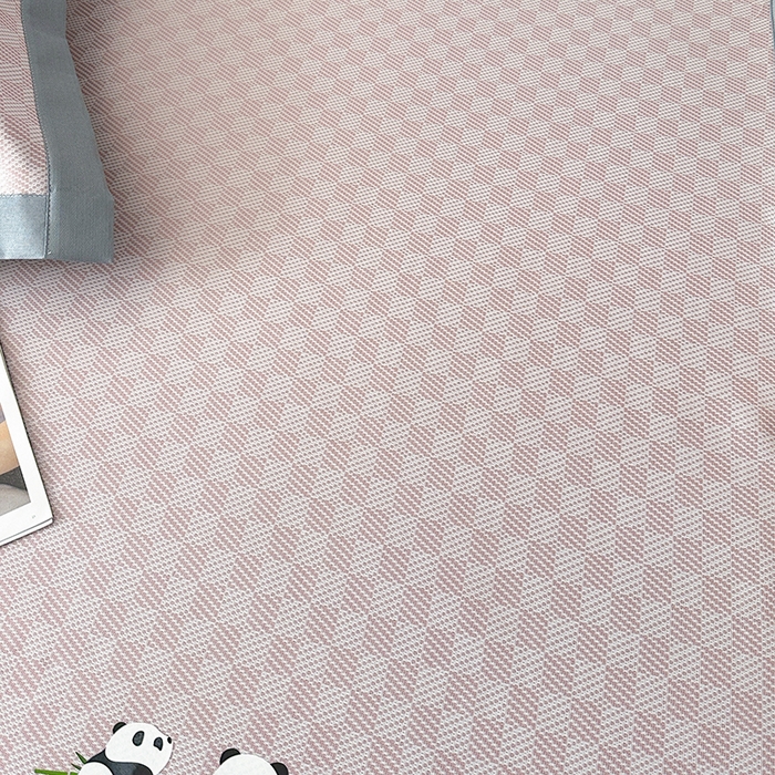 91家纺网 家纺一手货源 找家纺 席皇后 2025新款亲肤舒适A类提花冰丝凉席 床笠款 快乐熊猫-粉