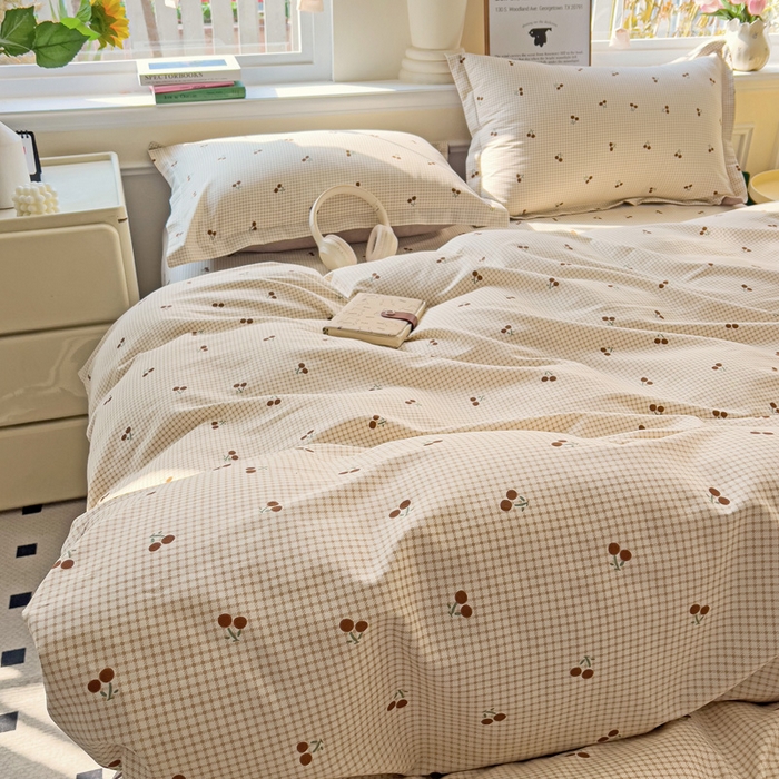 91家纺网 家纺一手货源 找家纺 依庭 2025新款全棉印花花卉款四件套单品系列-四件套 樱姿