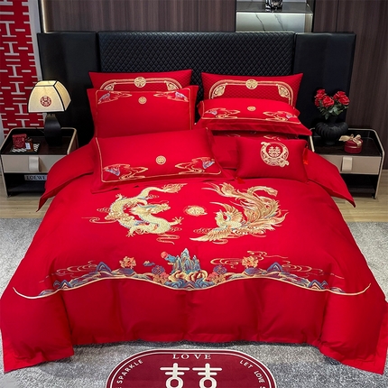 （总）张公子婚庆馆2025新款长绒棉新中式精美刺绣婚庆四件套（控价不低于328）