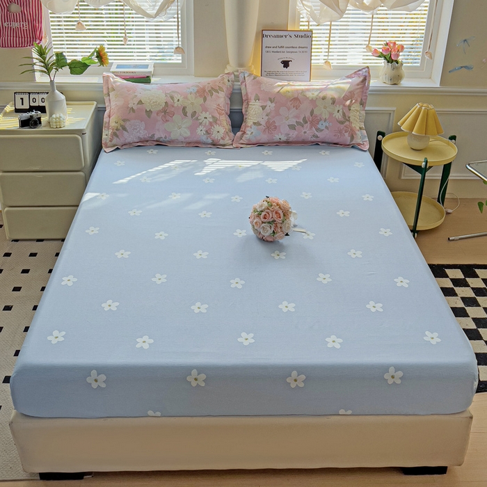 91家纺网 家纺一手货源 找家纺 依庭 2025新款全棉印花花卉款四件套单品系列-单床笠 晚色芳莲