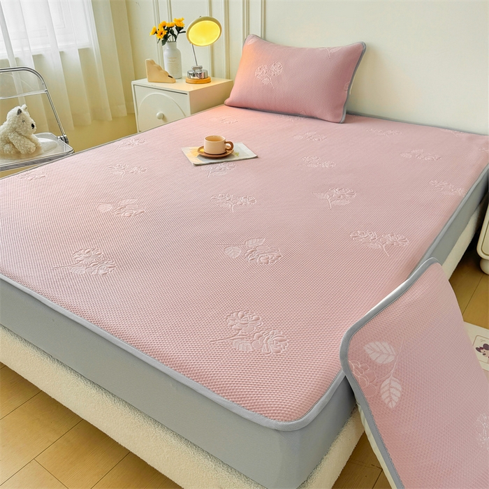 91家纺网 家纺一手货源 找家纺 恒爱   2025新款冰丝牡丹花床笠 豆沙