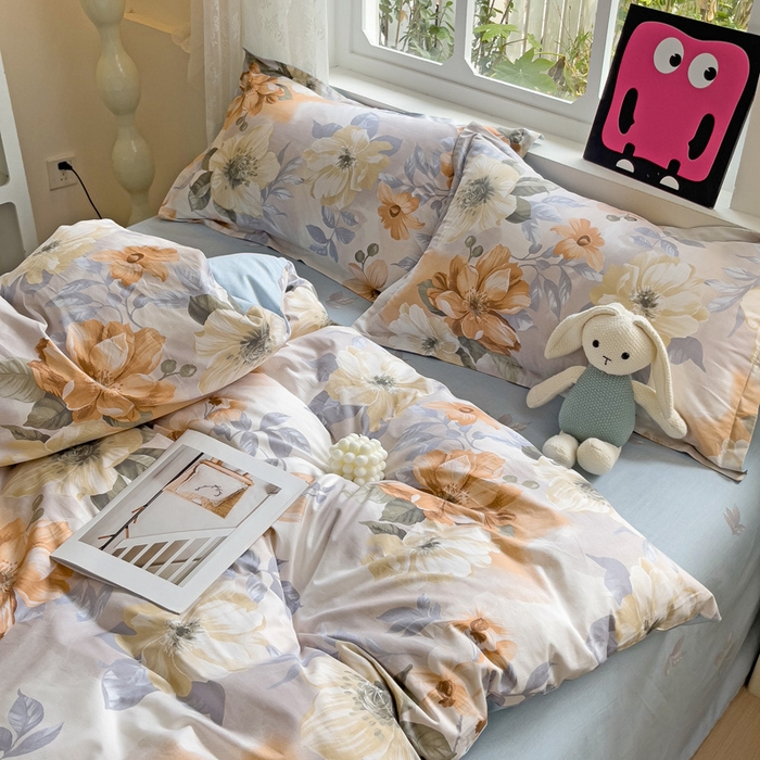 91家纺网 家纺一手货源 找家纺 依庭 2025新款全棉印花花卉款四件套单品系列-四件套 湘梦