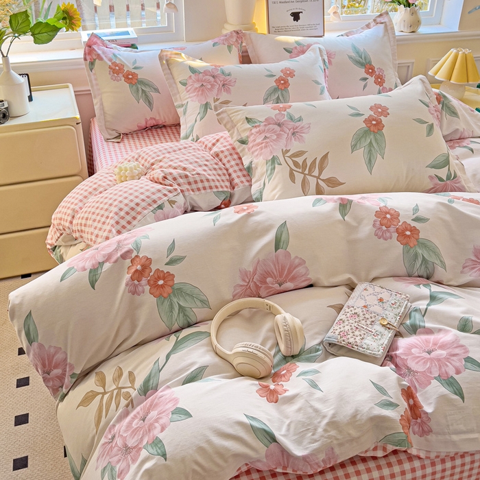 91家纺网 家纺一手货源 找家纺 依庭 2025新款全棉印花花卉款四件套单品系列-四件套 抒情花季