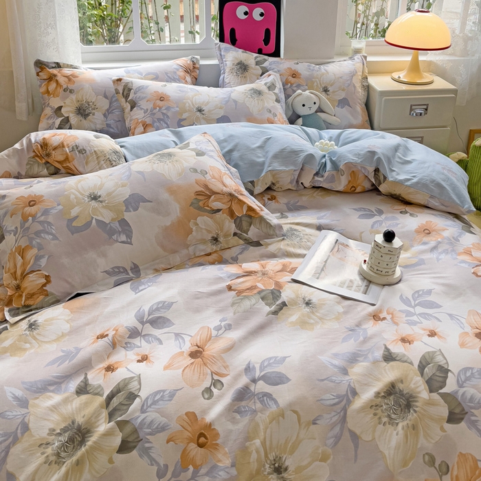 91家纺网 家纺一手货源 找家纺 依庭 2025新款全棉印花花卉款四件套单品系列-四件套 湘梦