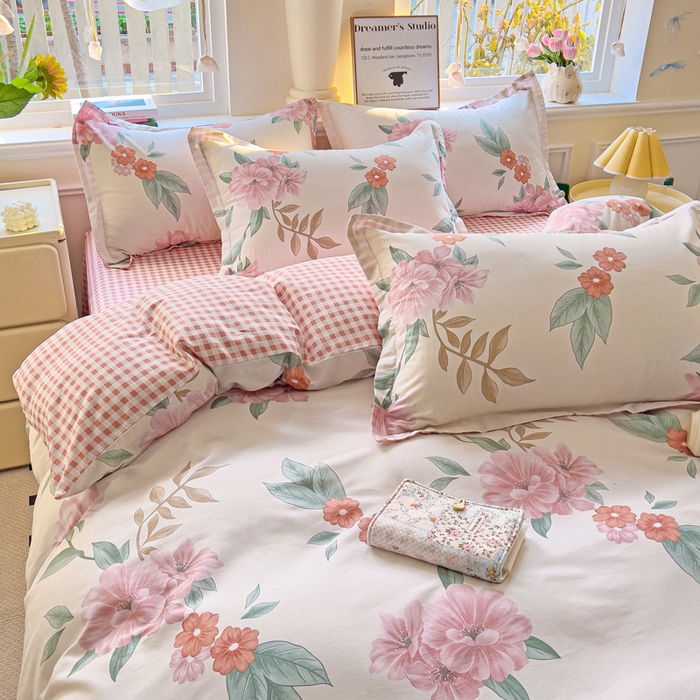 91家纺网 家纺一手货源 找家纺 依庭 2025新款全棉印花花卉款四件套单品系列-四件套 抒情花季