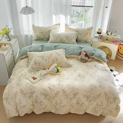 依庭 2025新款全棉印花花卉款四件套单品系列-四件套 仙草