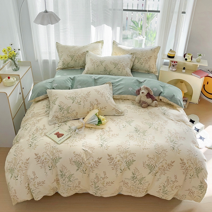 91家纺网 家纺一手货源 找家纺 依庭 2025新款全棉印花花卉款四件套单品系列-四件套 仙草